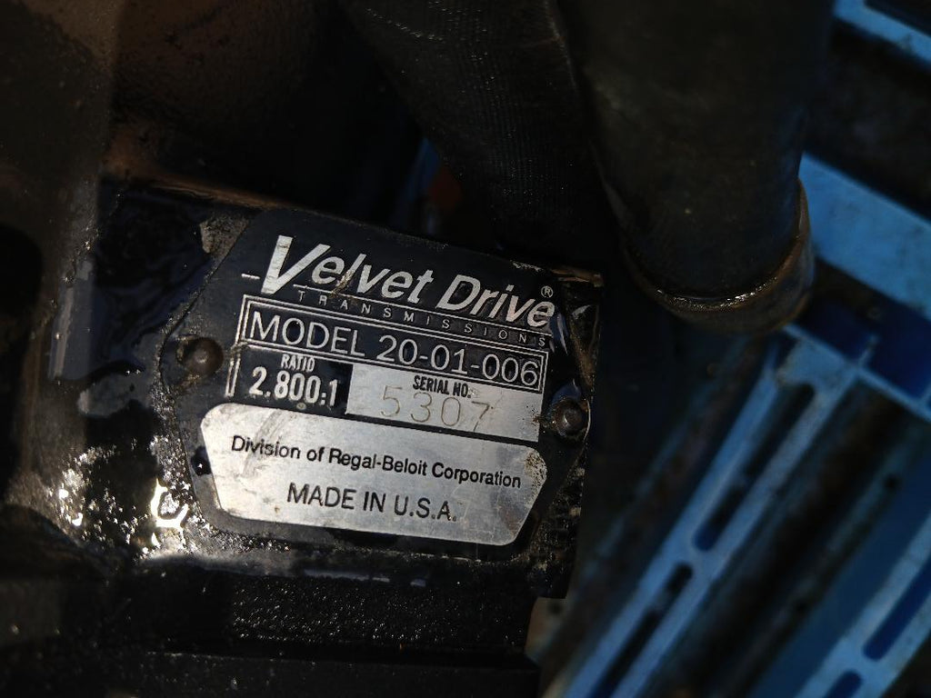 USED VELVET DRIVE MARINE TRANSMISSION MODEL 20-01-006 2.8 TO 1 GEAR RATIO