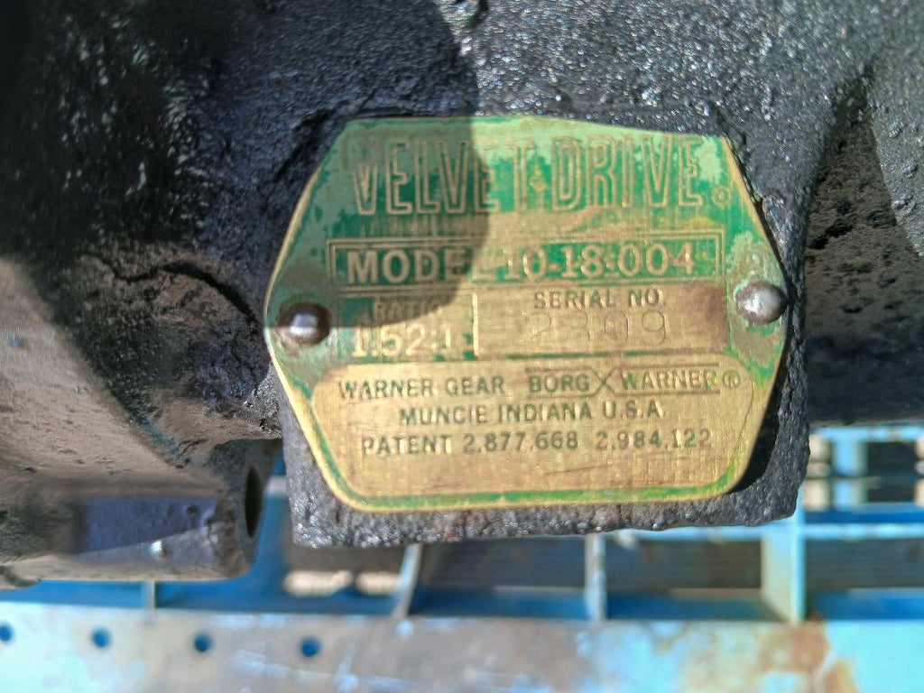 USED BORG WARNER VELVET DRIVE 72 SERIES MARINE TRANSMISSION MODEL 10-18-004 1.52:1 RATIO